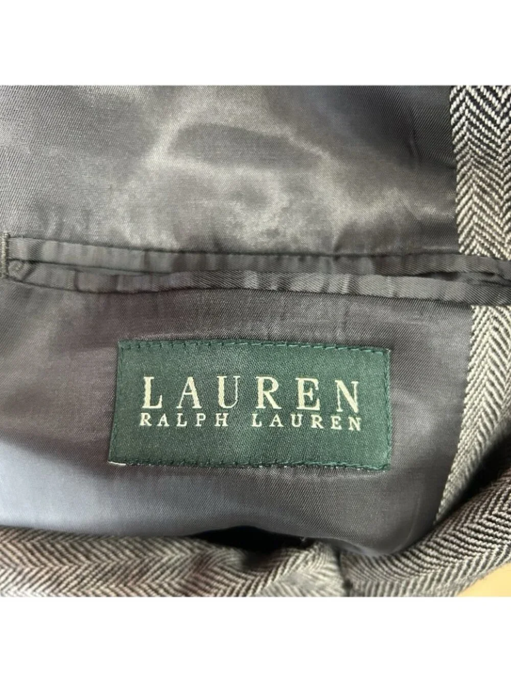 Lauren Ralph Lauren 44S Wool Tweed Herringbone Blazer Sport Coat Elbow Patches